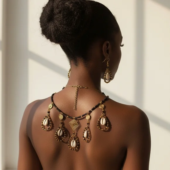 Gold and Black Teardrop Earrings - Picture 4 of 4